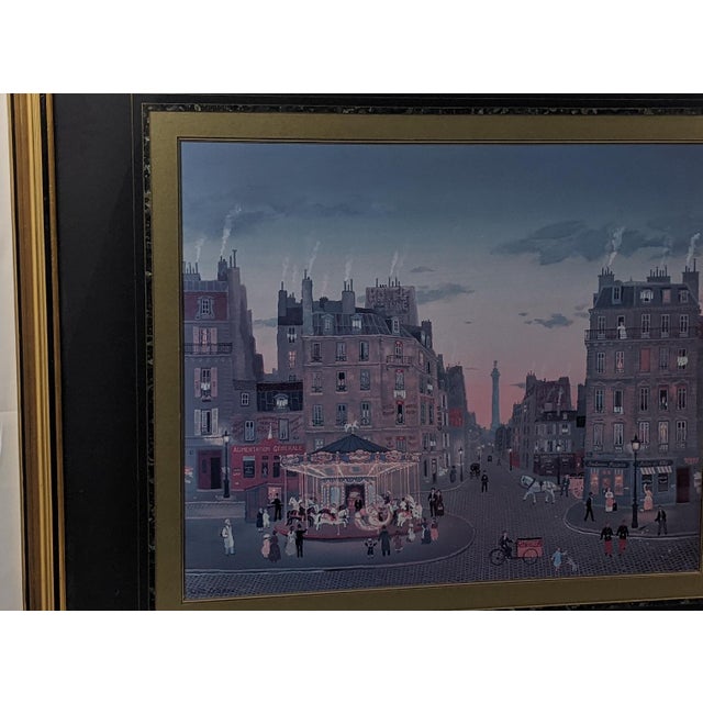 Late 20th Century Michel Delacroix "Carousel" Framed Paris Street Scene Lithograph, Signed in Plate For Sale - Image 9 of 15