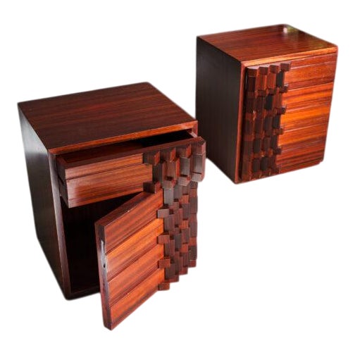 Diamante Night Cabinets in Mahogany, 1970s, Set of 2 For Sale