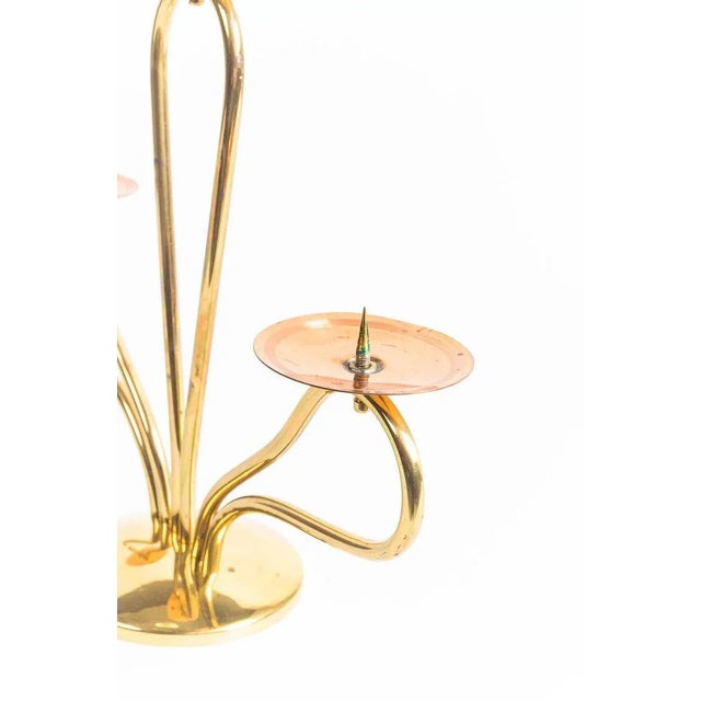 Metal Vienna Brass and Copper Combination Candleholder, 1960s For Sale - Image 7 of 10