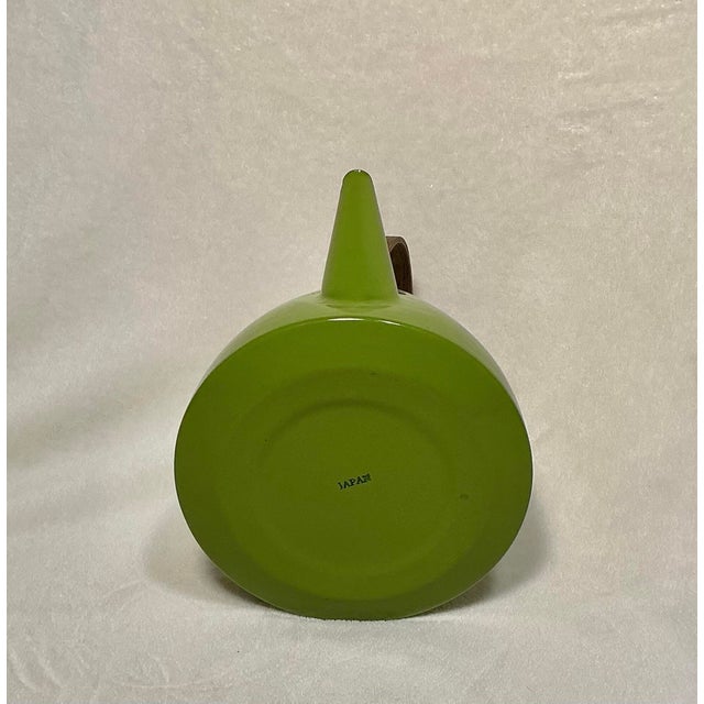 Vintage Enamel Teapot Kettle Avocado Green Made in Japan, C. 1950s-1970s For Sale - Image 10 of 12