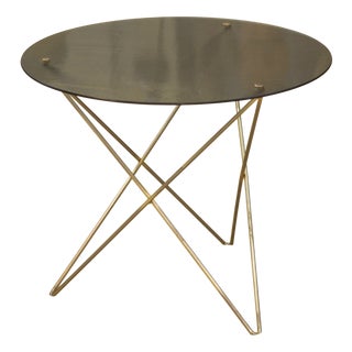 Brass and Glass Side Table, 1960s For Sale
