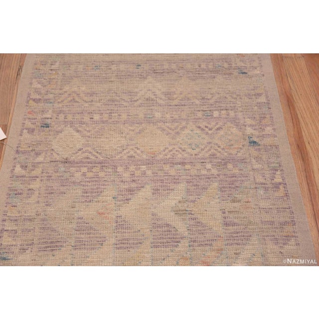 Nazmiyal Collection Tribal Geometric Soft Neutral Pastel Color Modern Runner Rug For Sale - Image 4 of 7
