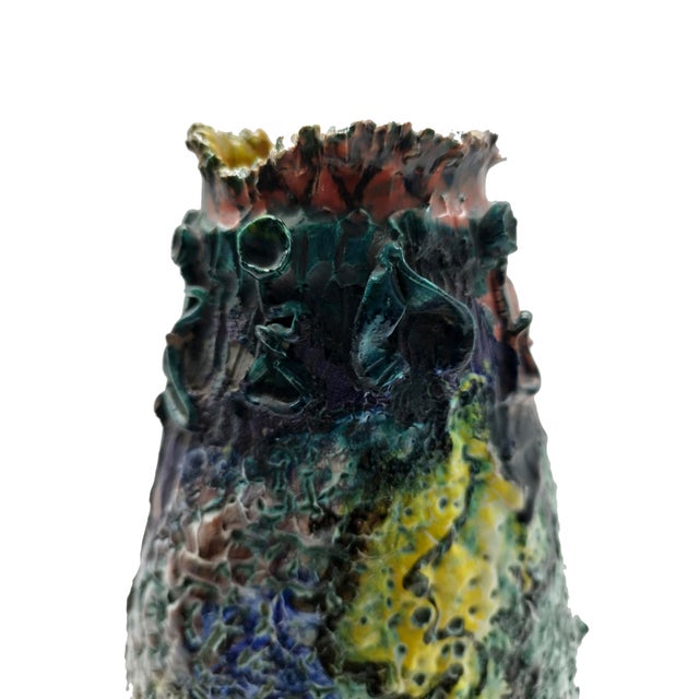 1970s Multicolor Ceramic Vase with Face by Giuseppe Marinucci for Fama Ascoli, 1970s For Sale - Image 5 of 8