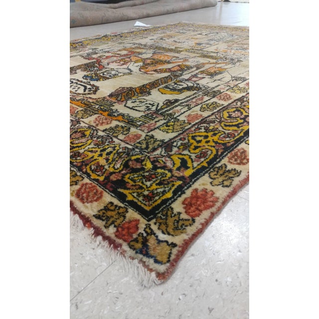 Antique Persian Pictorial Malayer Rug, Wall Hanging, King of Persia Handmade Rug For Sale In New York - Image 6 of 10