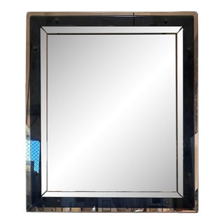 1970s Space Age Blue Glass Rectangular Italian Wall Mirror by Cristal Arte For Sale