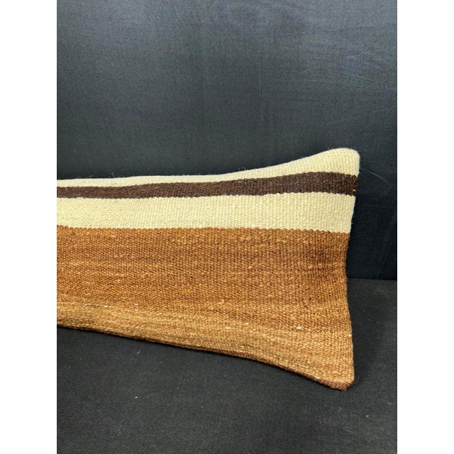 Turkish Hemp Pillow Cushion Natural Beige Brown Cushion Cover 12x46 For Sale - Image 4 of 4