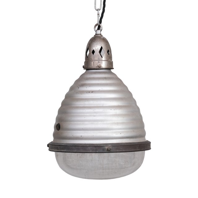 Antique Mercury Glass Two Tone Pendant Light For Sale