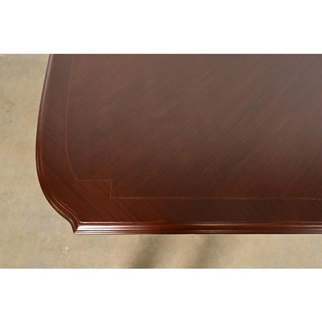 Maison Jansen Style French Regency Louis XVI Mahogany and Gilt Bronze Extension Dining Table, Newly Refinished For Sale - Image 10 of 15