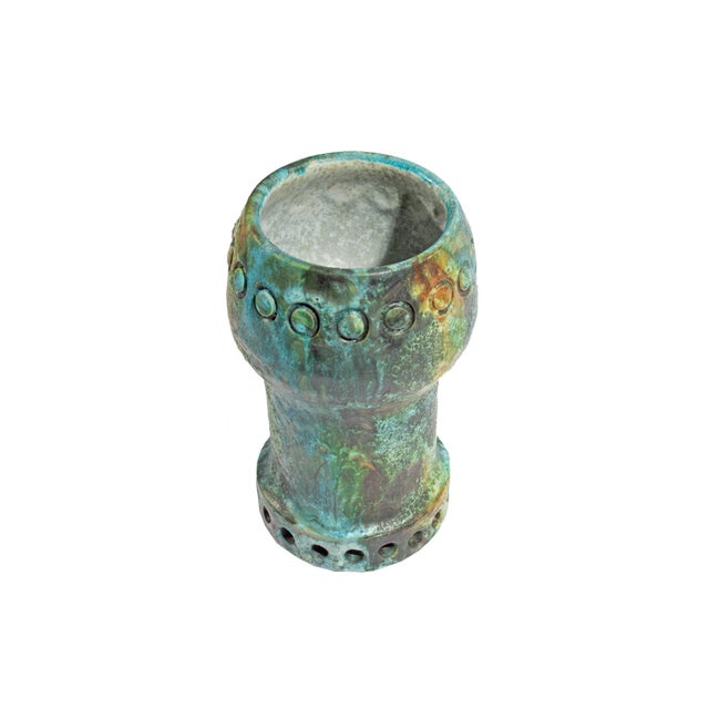 A "Sea Garden" ceramic vase designed by Alvino Bagni (1919-2009). Made in Italy, the vase has a mottled green, blue, and...