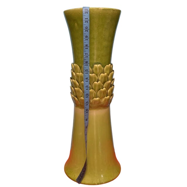 Asparagus Green Ceramic Floor Vase For Sale - Image 12 of 12