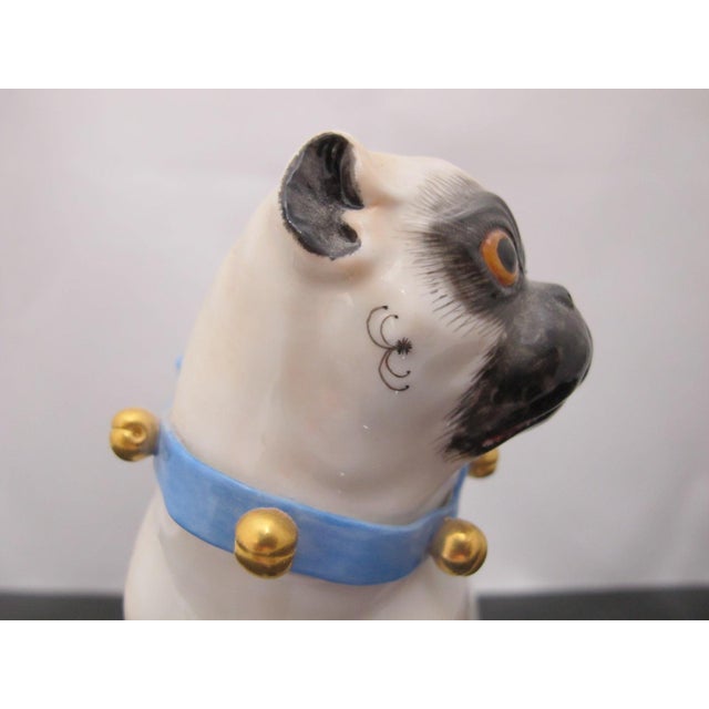 Meissen Porcelain Pug Dog With Blue Collar & Gold Bells Figurine Statue For Sale In Portland, OR - Image 6 of 10