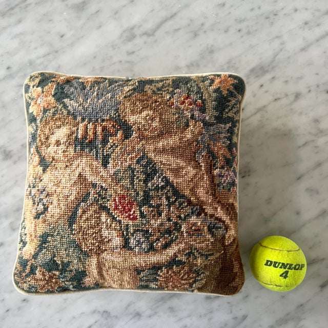 1990s Traditional Wool Needlepoint Pillow/Cushion With New Down Insert For Sale - Image 11 of 12