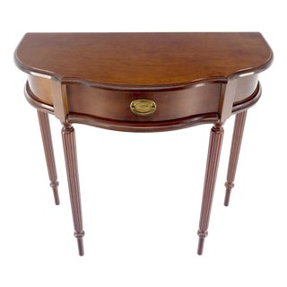 Demi Lune One Drawer Mahogany Console Entry Hall Table MINT For Sale