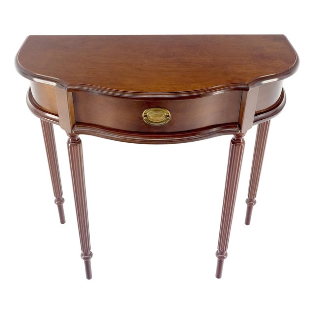 Demi Lune One Drawer Mahogany Console Entry Hall Table MINT For Sale