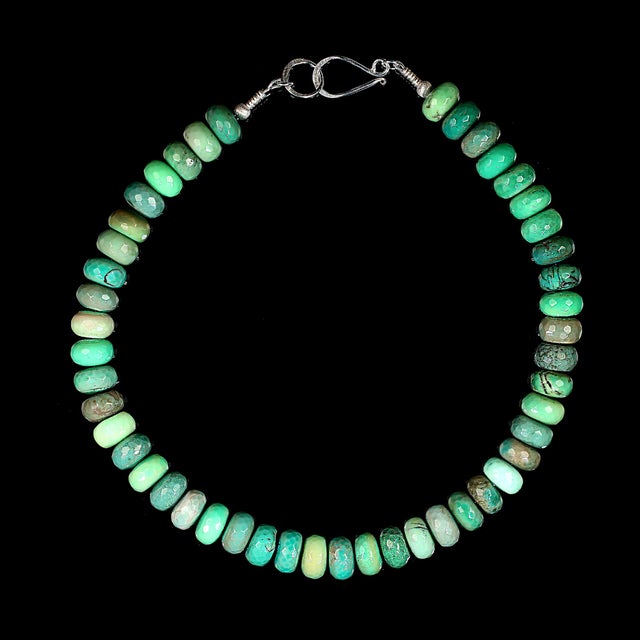 Aria Jewelry Design 18 Inch Green Chrysoprase Rondel Necklace For Sale - Image 4 of 5