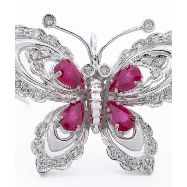 Diamond and Ruby Butterfly Pin For Sale - Image 4 of 6
