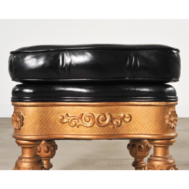 Pair of Empire Aesthetic Leather Giltwood Ottoman Footstools For Sale - Image 14 of 18