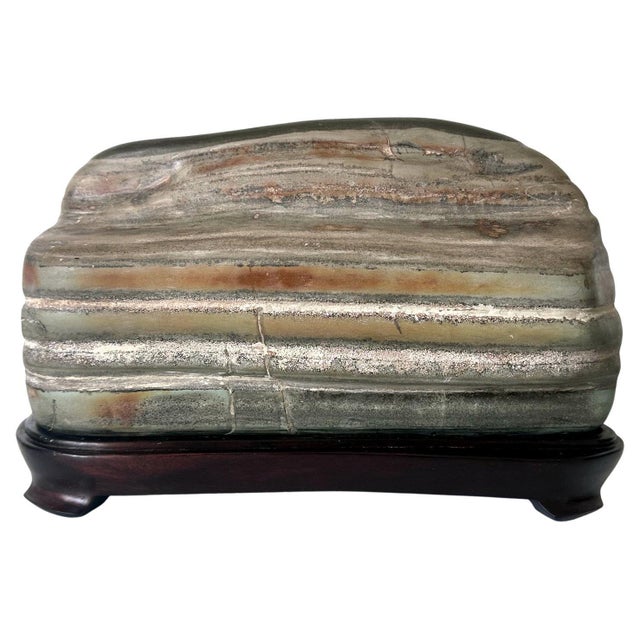 Chinese Scholar Stone Caitao Rock on Display Stand For Sale - Image 17 of 18