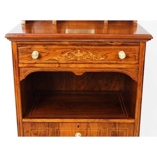 Wood 19th Century Edwardian Marquetry Inlaid Music Cabinet by Gonçalo Alves For Sale - Image 7 of 17