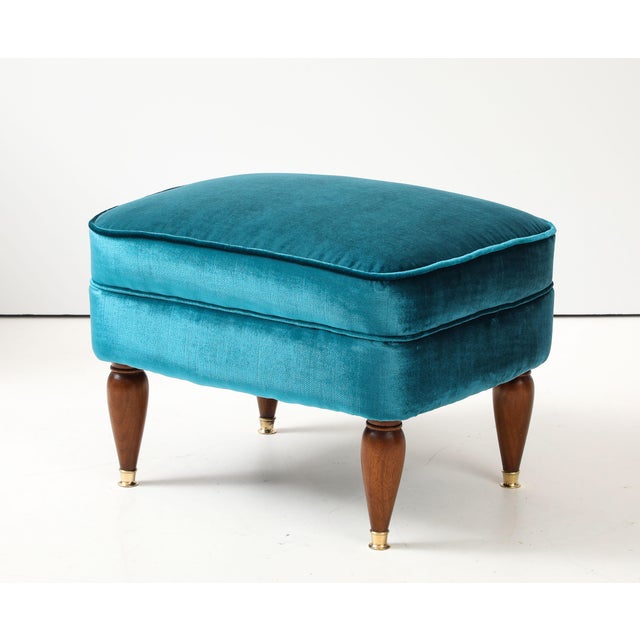 1940s 1940's Italian Petitte Slipper Chairs and Ottoman in Velvet Upholstery For Sale - Image 5 of 12