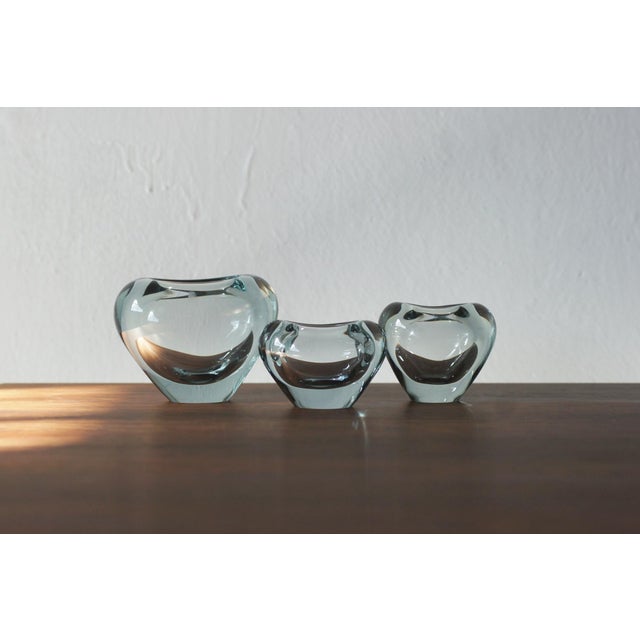 Blue Heart Vases by Per Lütken for Holmegaard, Denmark, Set of 3 For Sale - Image 6 of 6