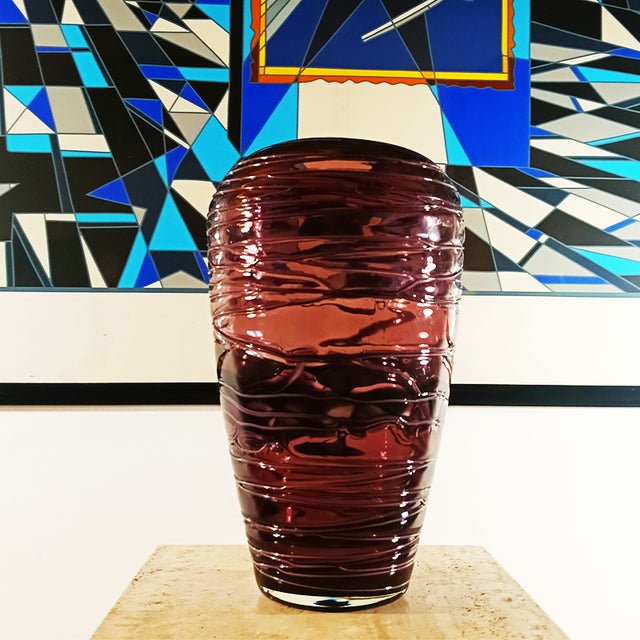 Vintage vase in Murano Glass. Hand Worked, Hand Blown. Stunning Purple color. 1970s, made in Italy. Excellent vintage...