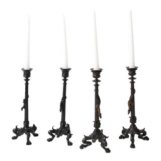 Tripod Zoomorphic Bronze Candleholders, Set of 4 For Sale