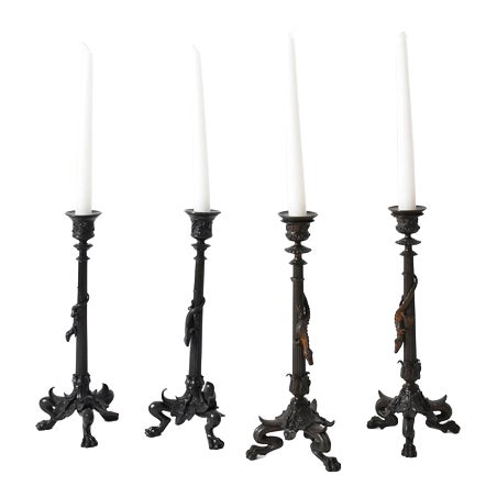 Tripod Zoomorphic Bronze Candleholders, Set of 4 For Sale