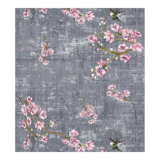 Nicolette Mayer through The House of Scalamandre Blossom Fantasia Wallcovering, Charcoal For Sale