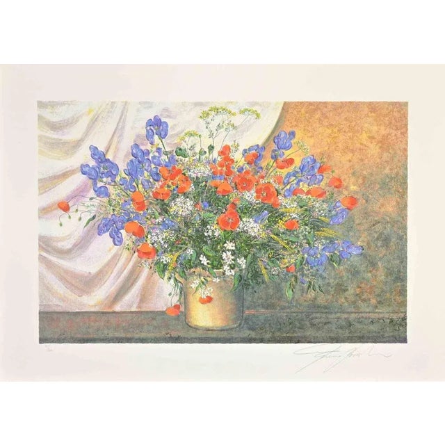 Wildflowers is a modern artwork realized by Franco Bocchi in 1980s. Mixed colored screen print. Hand signed on the lower...