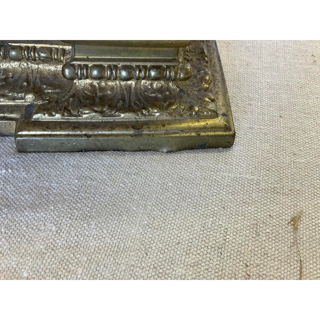 Fine Antique Lions Head Brass Fireplace Fender With Acorn Finials For Sale - Image 12 of 14
