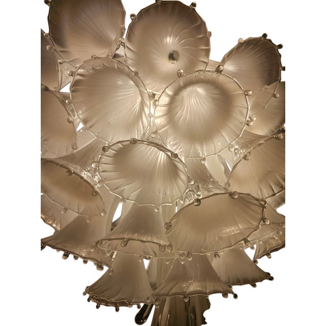 Vintage Hand -Blown Frosted Glass Art Chandlier For Sale In West Palm - Image 6 of 12