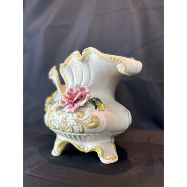 1960s Vintage Large Capodimonte Hand Painted Flower Vase For Sale - Image 5 of 12