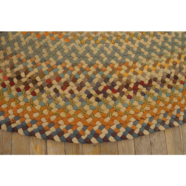 1930s Multicolor Abstract Folk Art Antique American Round Braided Rug 8' X 8' Cotton Carpet For Sale - Image 9 of 11