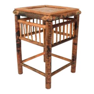 Boho Chic Square Burnt Bamboo Plant Stand / Pedestal