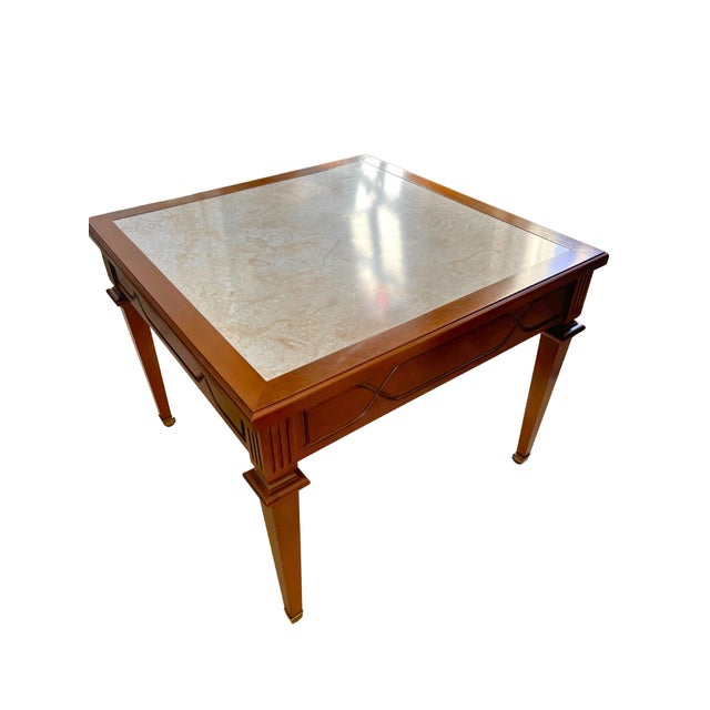 Mid 20th Century Mid 20th Century Mersman Marble Top Walnut End Tables For Sale - Image 5 of 8