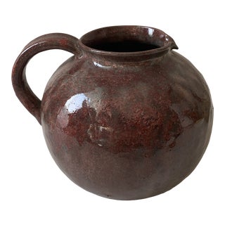 1964 Studio Brown Round Glazed Pitcher - Marked For Sale