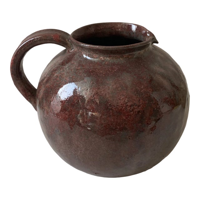 1964 Studio Brown Round Glazed Pitcher - Marked For Sale