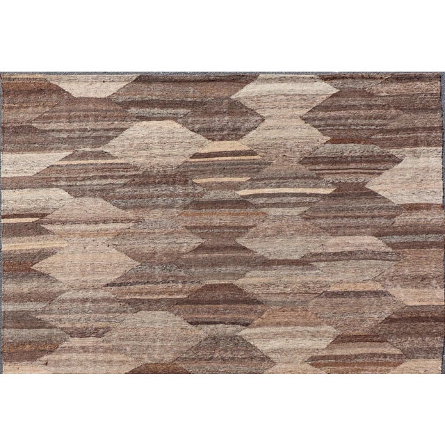 Brown Hand-Woven Wool Flatweave Kilim by Keivan Woven Arts 6'9 X 9'8 For Sale - Image 8 of 13