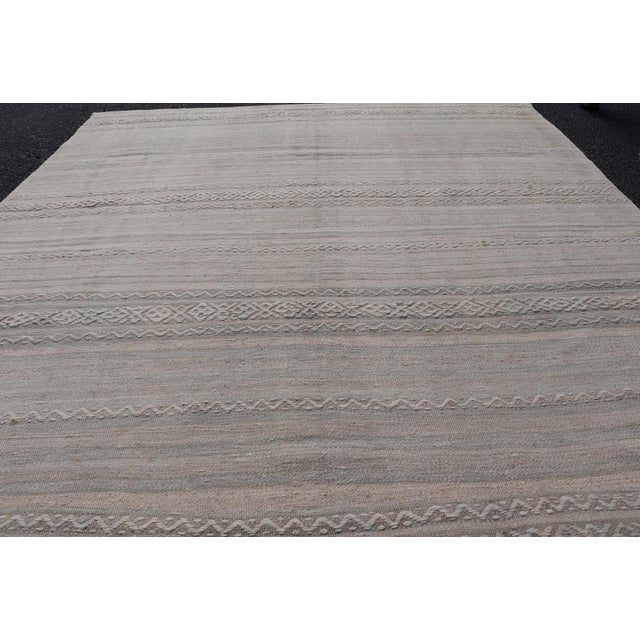 Textile Textured Horizontal Stripe Design Turkish Vintage Kilim Rug in Soft Pastels For Sale - Image 7 of 11