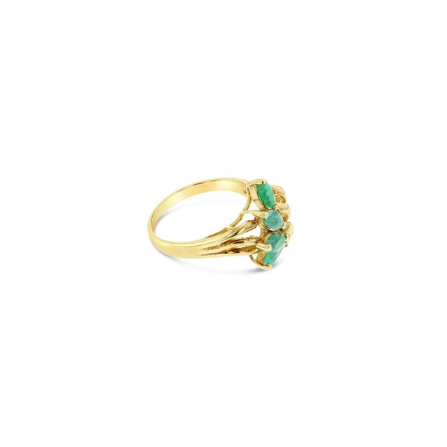 2020s Marquise Emerald & Diamond Ring .33cttw 14k Yellow Gold, Size 5 For Sale - Image 5 of 5