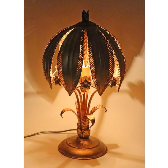 Hollywood Regency Gilt Palm Tree Table Lamp by Hans Kögl, 1970s For Sale - Image 9 of 11