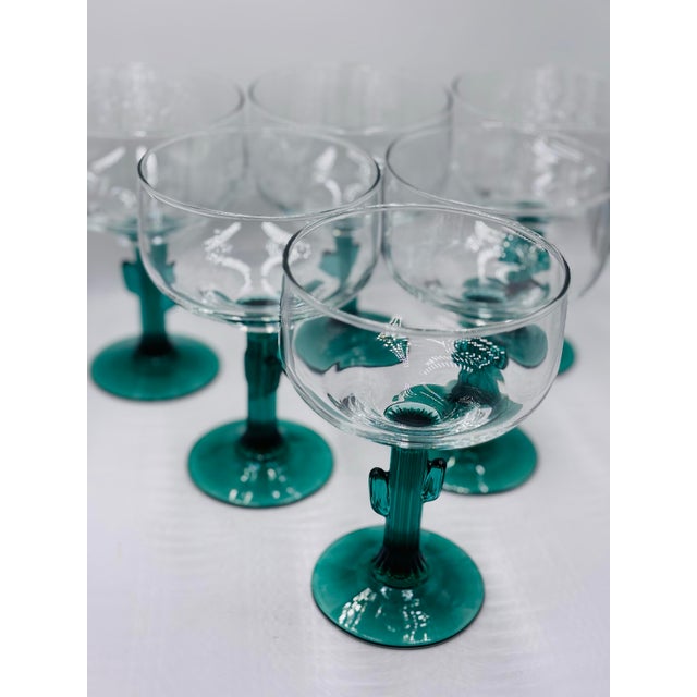 Sip in desert style with this vintage set of Libbey Glass Company cactus margarita glasses. A thick rim ready for salt,...