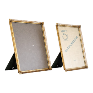1960s Danish Jyden Gilt Brass Filigree Picture Frames - A Pair
