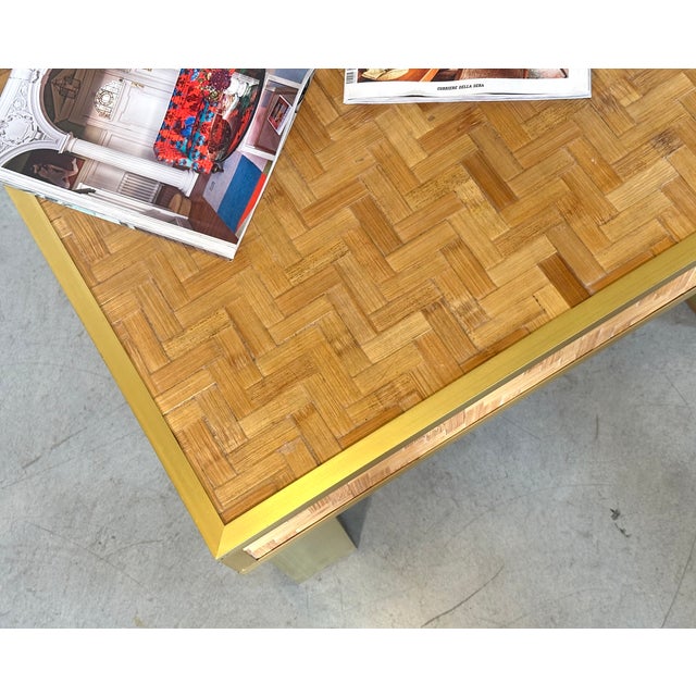 Square Brass and Bamboo Coffee Table, 1970s For Sale - Image 6 of 10