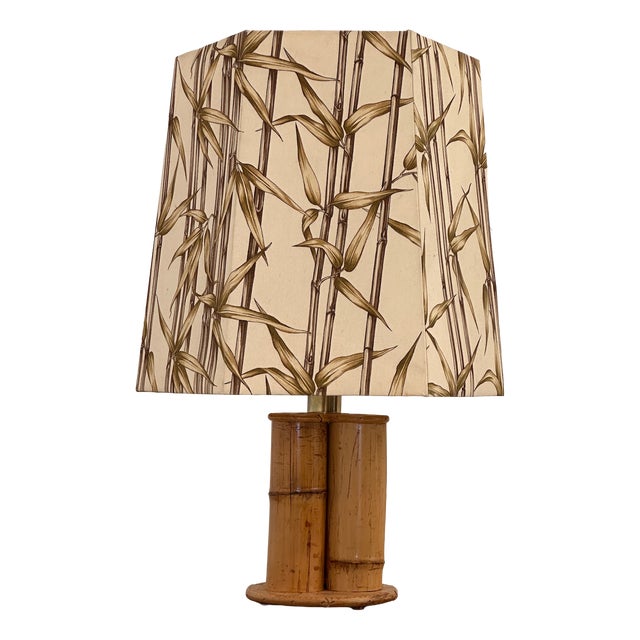 Vintage Bamboo Table Lamp, 1970s For Sale