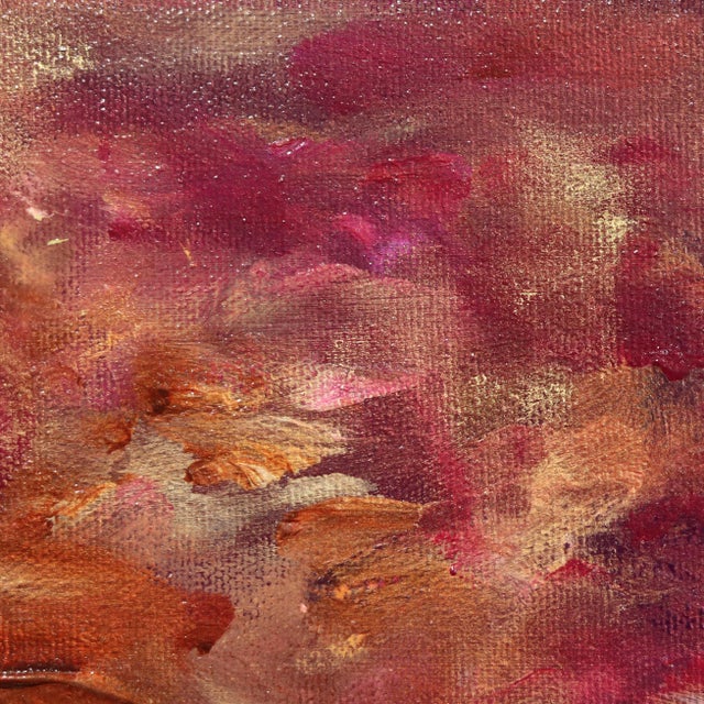 Abstract Sailing in the Nympheas - Red Copper Gold Abstract Floral Landscape Painting Original Artwork by Vé Boisvert For Sale - Image 3 of 9