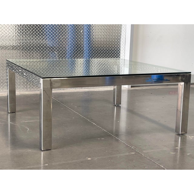 Mid-Century Modern MCM Chrome and Glass Coffee Table, Milo Baughman Style, Mid Century Modern For Sale - Image 3 of 12