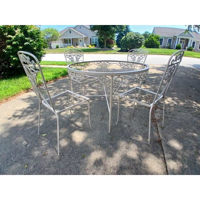 Vintage Wrought Iron 5 Piece Patio Set For Sale - Image 10 of 13
