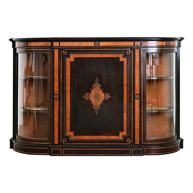 English 19th Century Ebonized Inlay Credenza For Sale